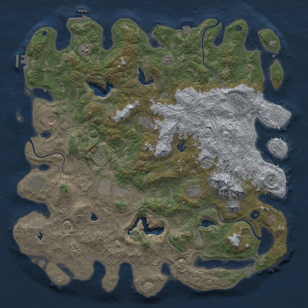 Rust Map: Procedural Map, Size: 5000, Seed: 133986333, 17 Monuments