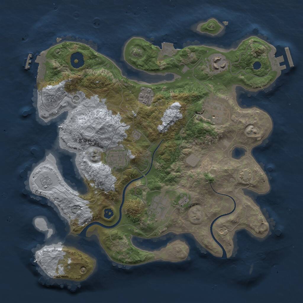 Rust Map: Procedural Map, Size: 3000, Seed: 2052980518, 11 Monuments
