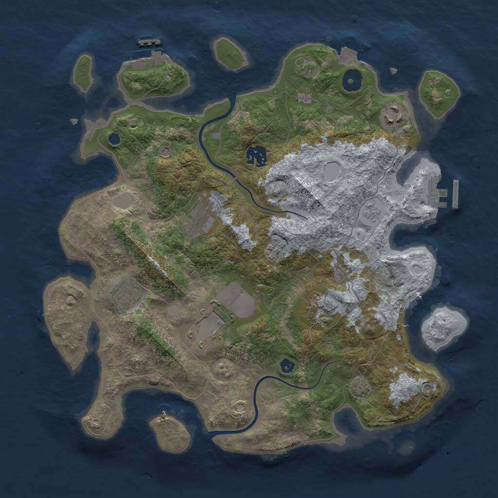 Rust Map: Procedural Map, Size: 3500, Seed: 518769050, 13 Monuments
