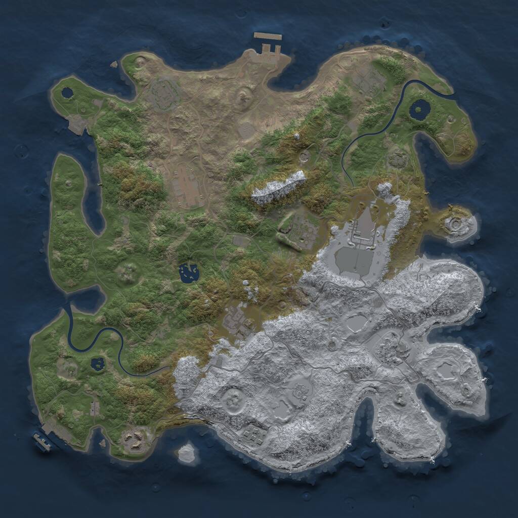 Rust Map: Procedural Map, Size: 3750, Seed: 1300581225, 16 Monuments