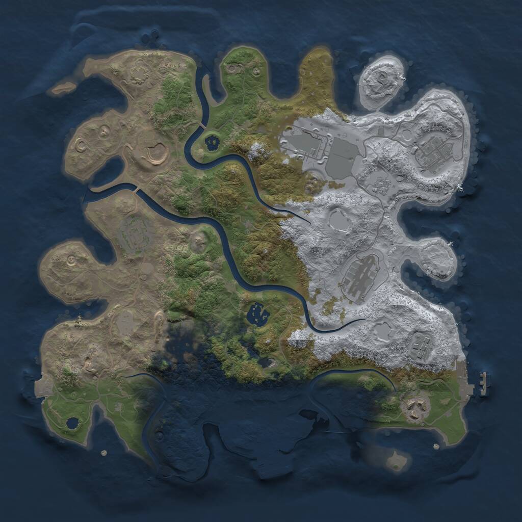 Rust Map: Procedural Map, Size: 3500, Seed: 50022, 15 Monuments