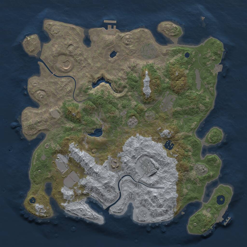 Rust Map: Procedural Map, Size: 4000, Seed: 742725705, 14 Monuments
