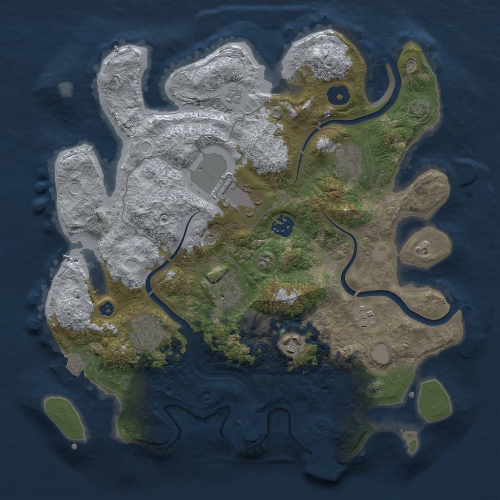 Rust Map: Procedural Map, Size: 3500, Seed: 1803200404, 12 Monuments