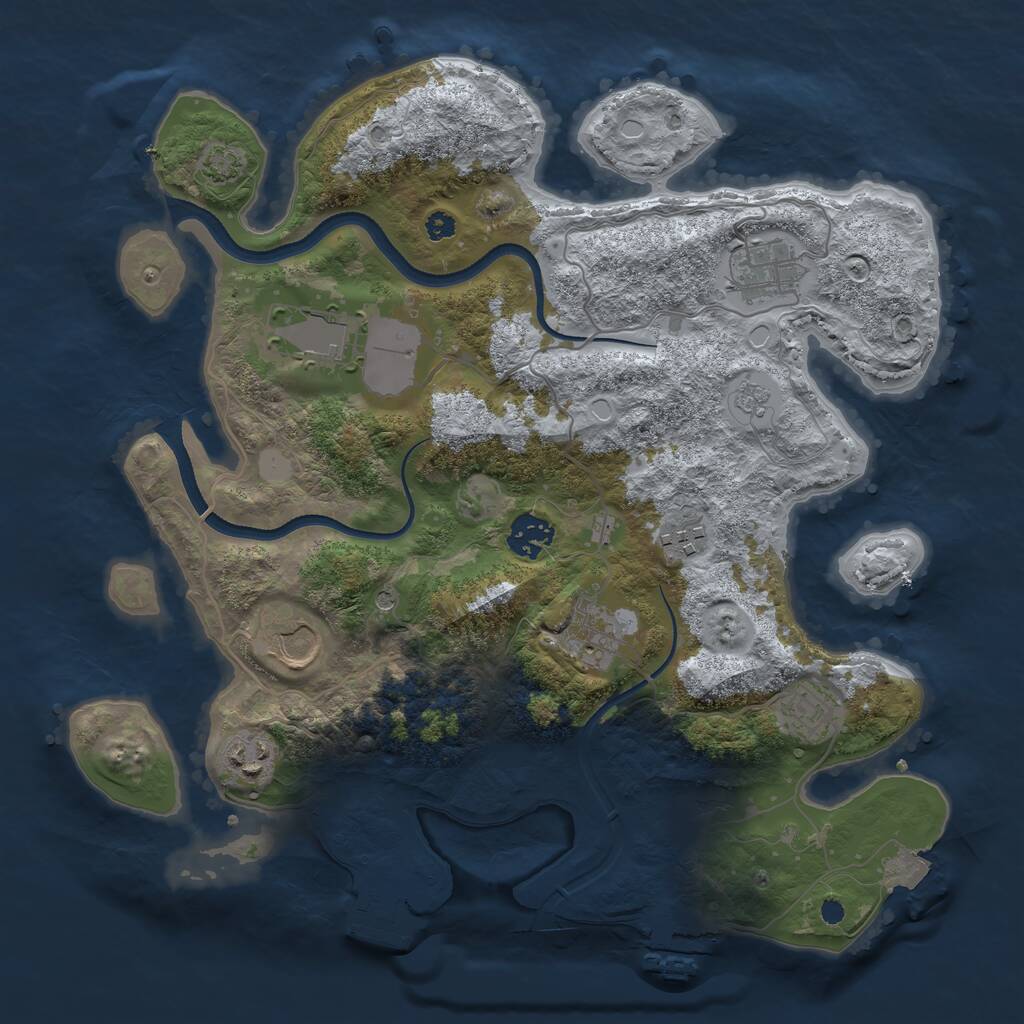 Rust Map: Procedural Map, Size: 3500, Seed: 129804, 14 Monuments