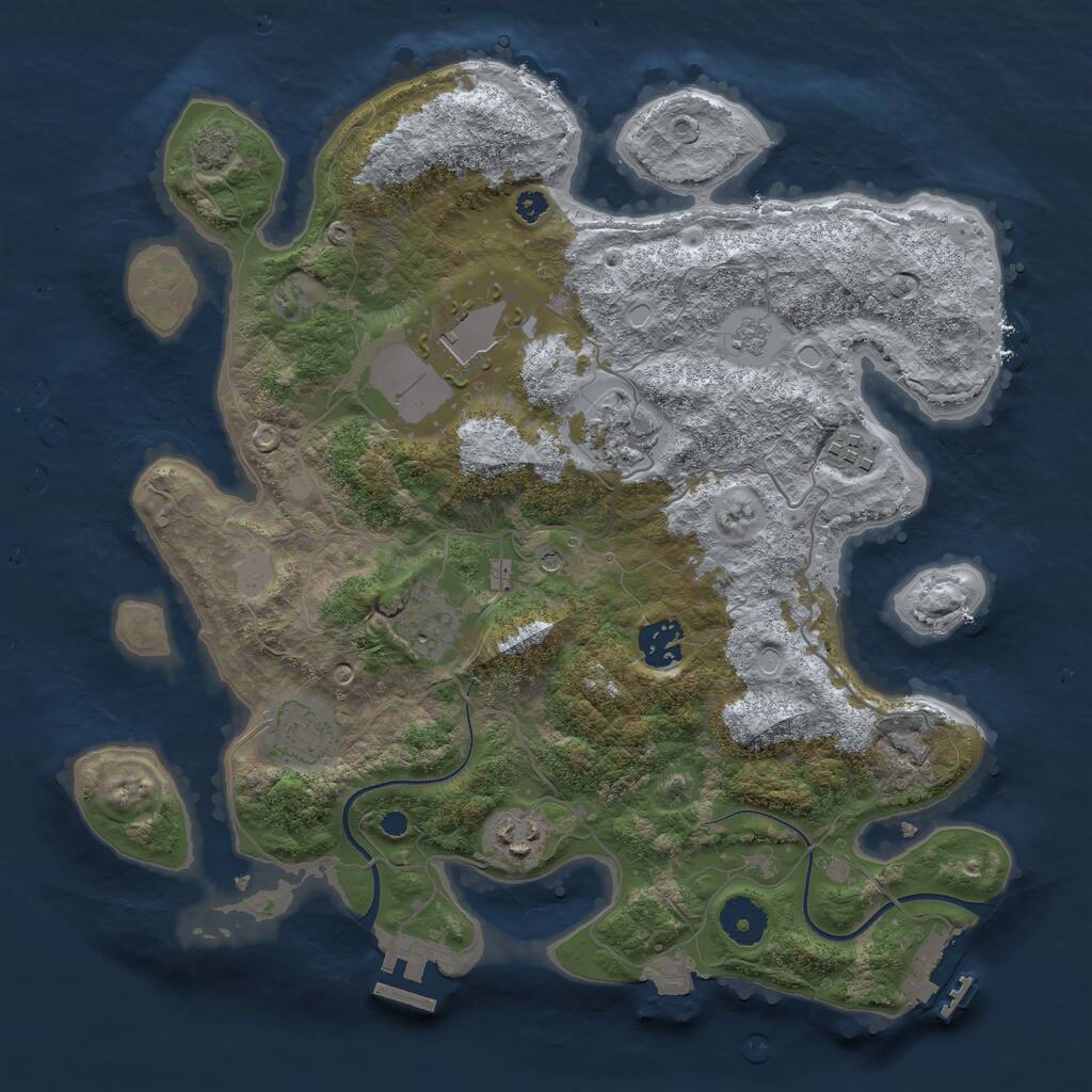 Rust Map: Procedural Map, Size: 3500, Seed: 129804, 13 Monuments