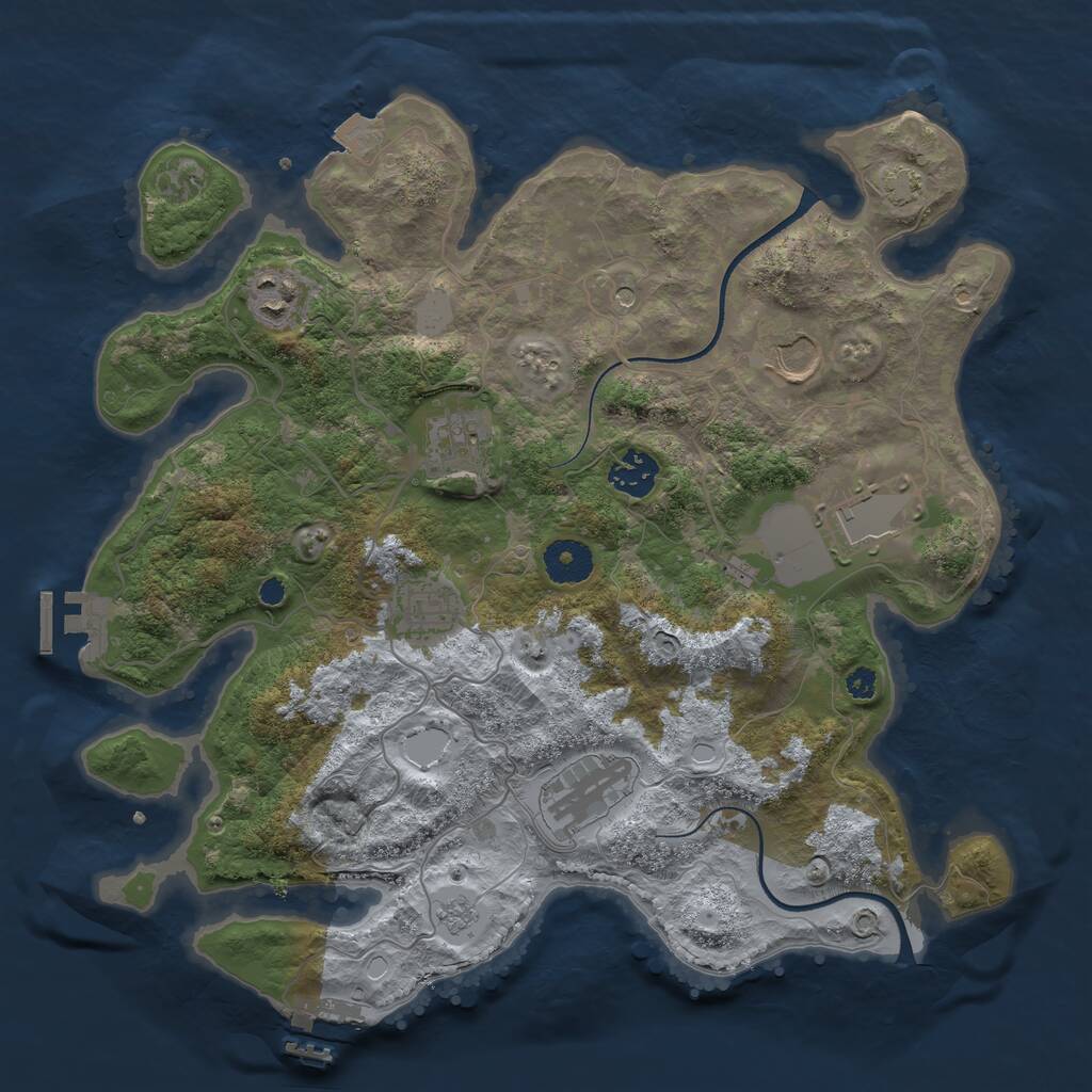 Rust Map: Procedural Map, Size: 3500, Seed: 187145077, 13 Monuments