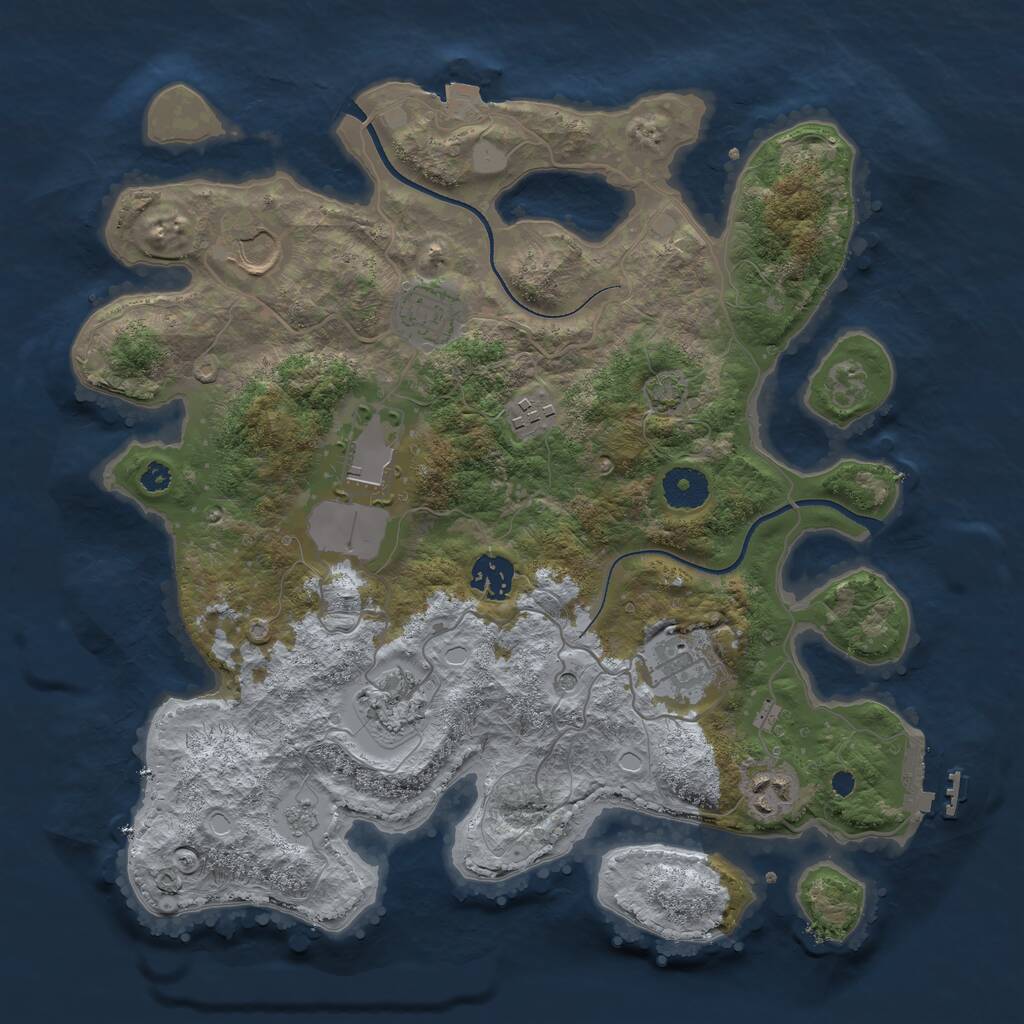 Rust Map: Procedural Map, Size: 3500, Seed: 142928999, 13 Monuments