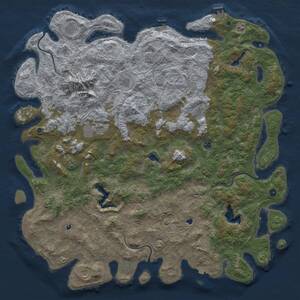 Thumbnail Rust Map: Procedural Map, Size: 6000, Seed: 11023, 17 Monuments