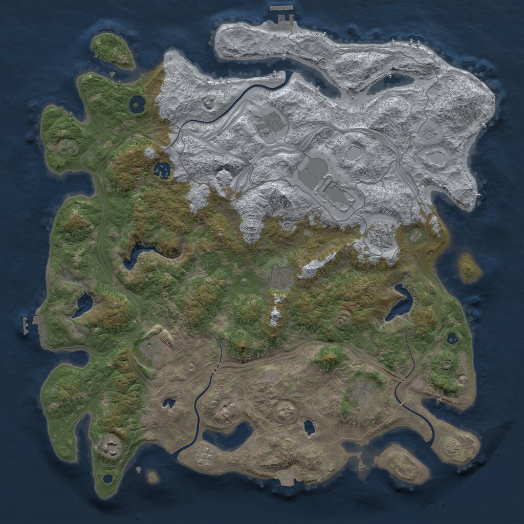 Rust Map: Procedural Map, Size: 4500, Seed: 1166148053, 15 Monuments