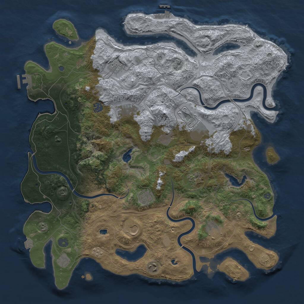 Rust Map: Procedural Map, Size: 4500, Seed: 1166148053, 19 Monuments