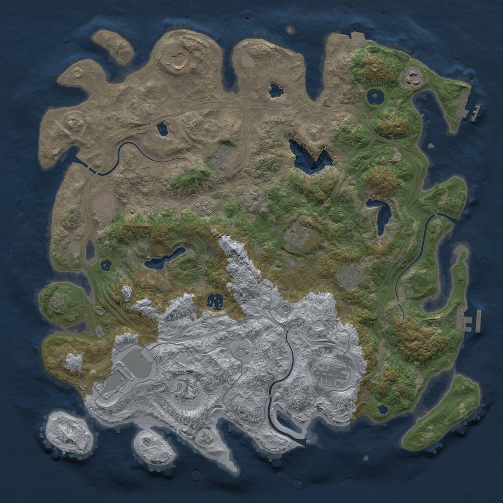 Rust Map: Procedural Map, Size: 4500, Seed: 117072445, 17 Monuments