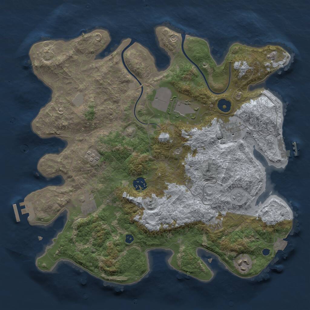 Rust Map: Procedural Map, Size: 3500, Seed: 46229, 12 Monuments