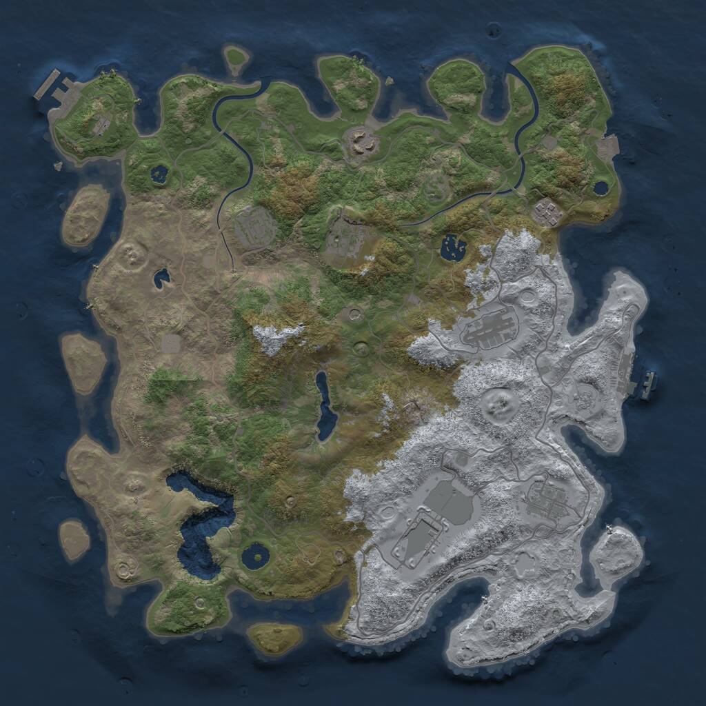 Rust Map: Procedural Map, Size: 4000, Seed: 2146071725, 13 Monuments