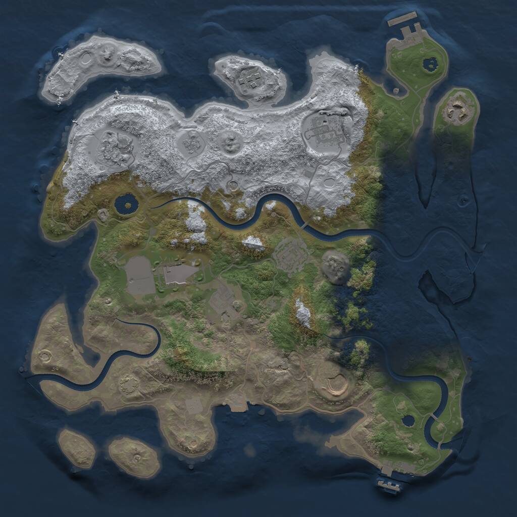 Rust Map: Procedural Map, Size: 3500, Seed: 1638214243, 14 Monuments