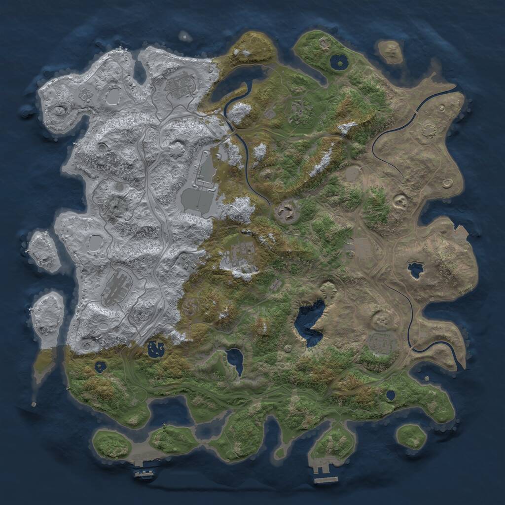 Rust Map: Procedural Map, Size: 4300, Seed: 1127226291, 16 Monuments