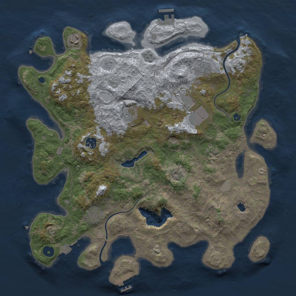 Rust Map: Procedural Map, Size: 4000, Seed: 1863625464, 14 Monuments