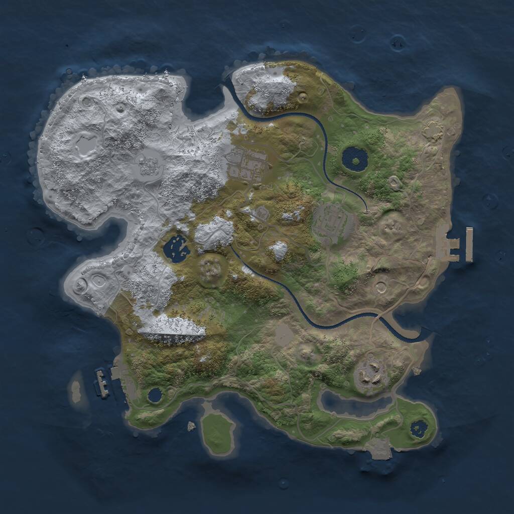 Rust Map: Procedural Map, Size: 3000, Seed: 19101, 10 Monuments
