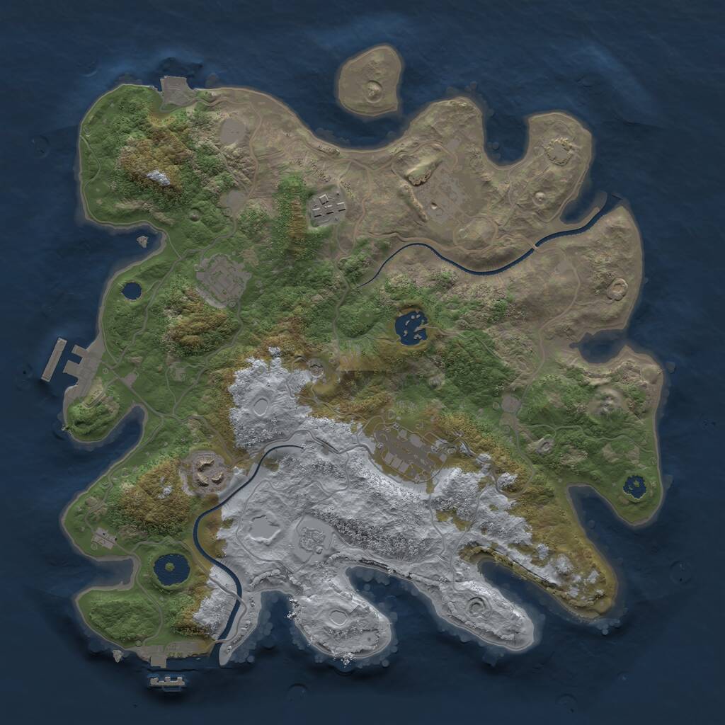 Rust Map: Procedural Map, Size: 3250, Seed: 386264752, 12 Monuments