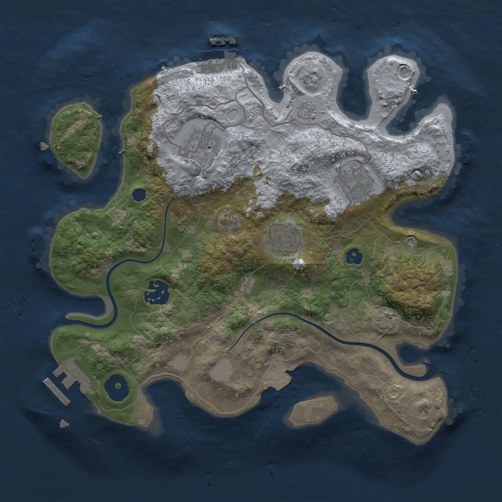 Rust Map: Procedural Map, Size: 3000, Seed: 5293671, 9 Monuments