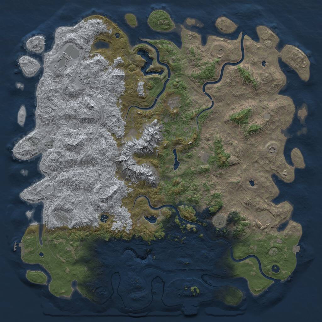 Rust Map: Procedural Map, Size: 6000, Seed: 36672, 17 Monuments