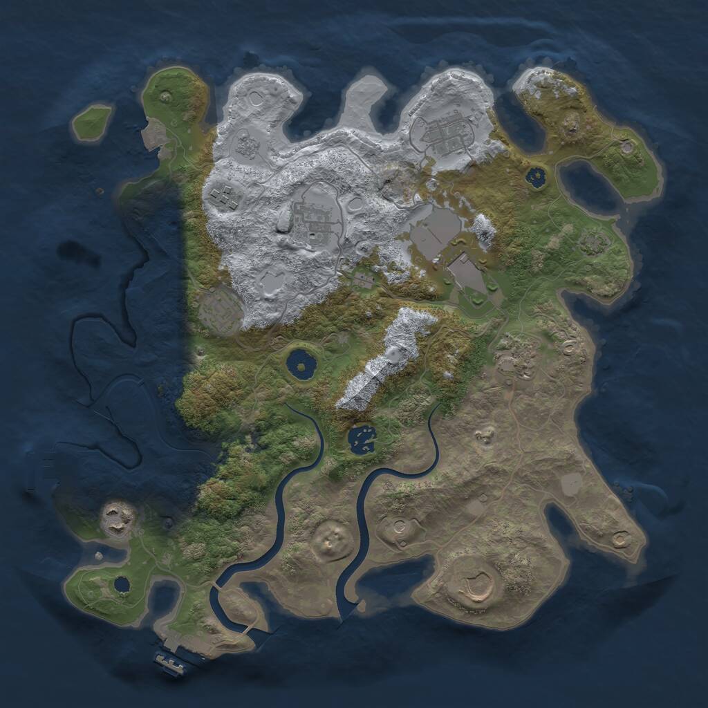 Rust Map: Procedural Map, Size: 3600, Seed: 333443, 15 Monuments