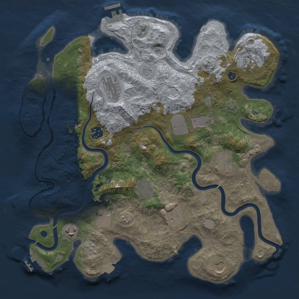 Rust Map: Procedural Map, Size: 3700, Seed: 1450751855, 17 Monuments
