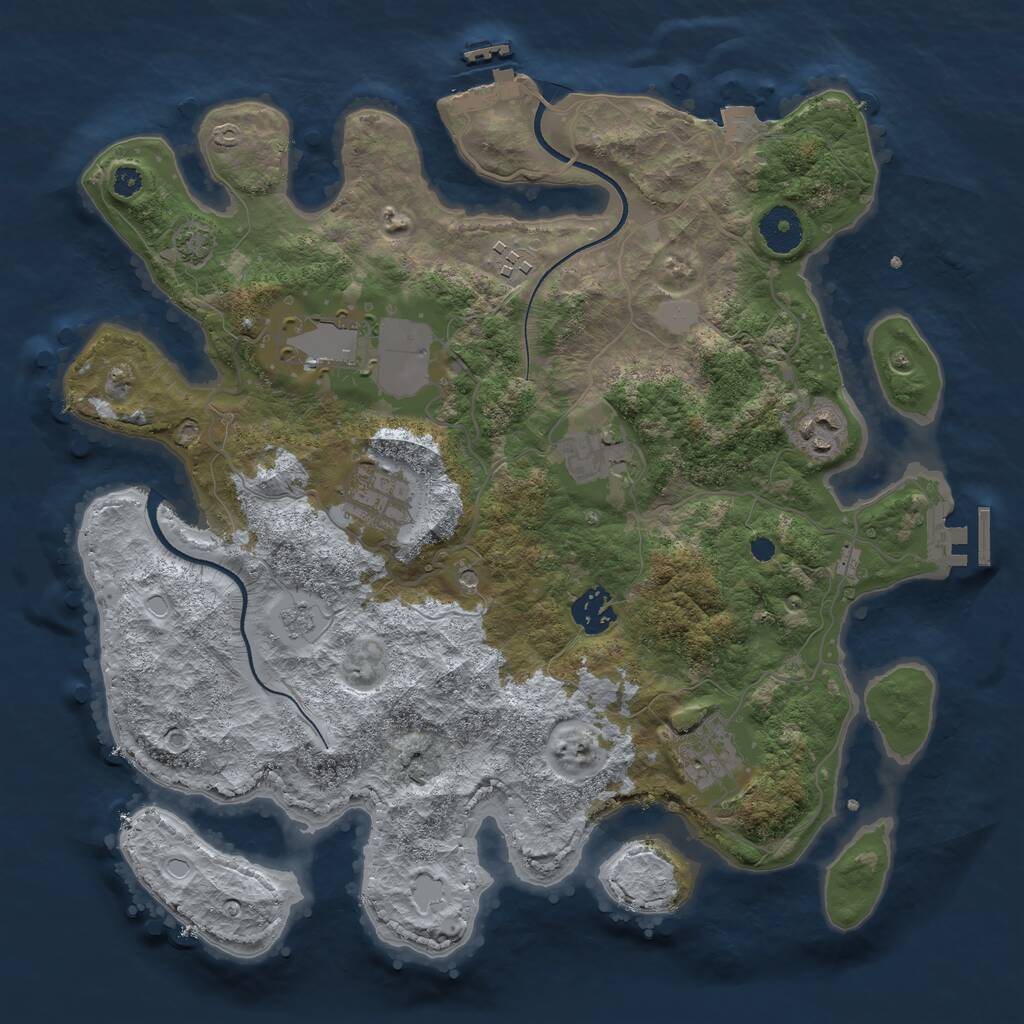 Rust Map: Procedural Map, Size: 3500, Seed: 1031680844, 13 Monuments