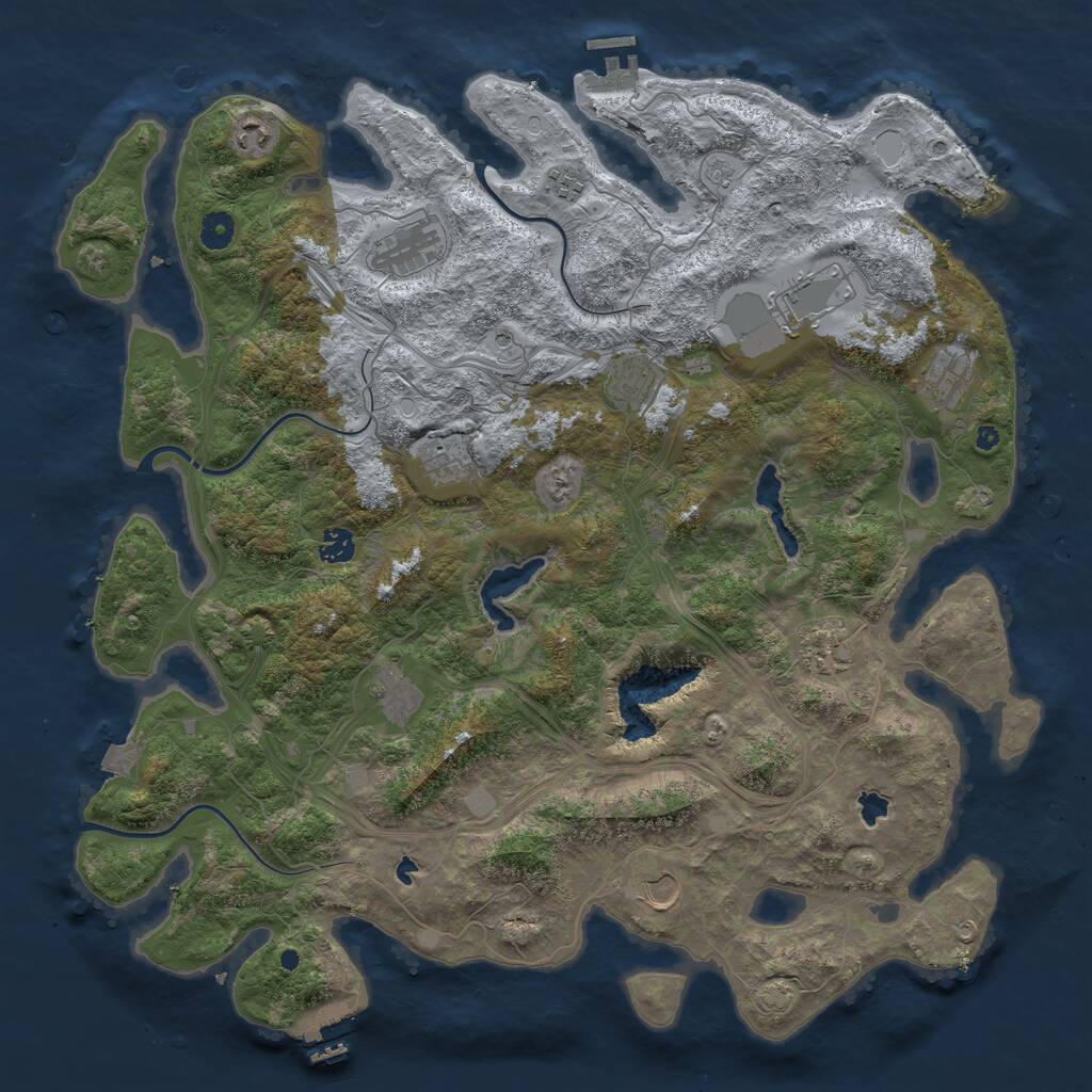 Rust Map: Procedural Map, Size: 4500, Seed: 918952684, 17 Monuments