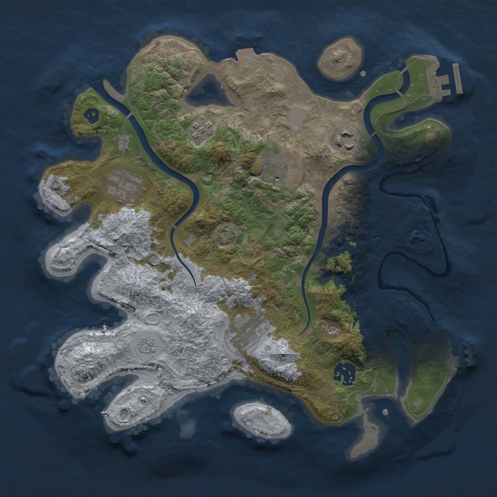 Rust Map: Procedural Map, Size: 3250, Seed: 1470430785, 12 Monuments