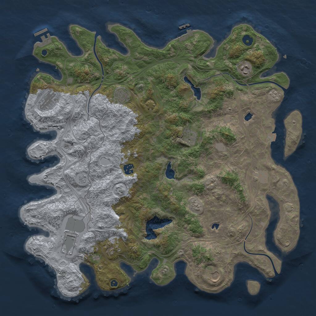 Rust Map: Procedural Map, Size: 4500, Seed: 19890106, 16 Monuments