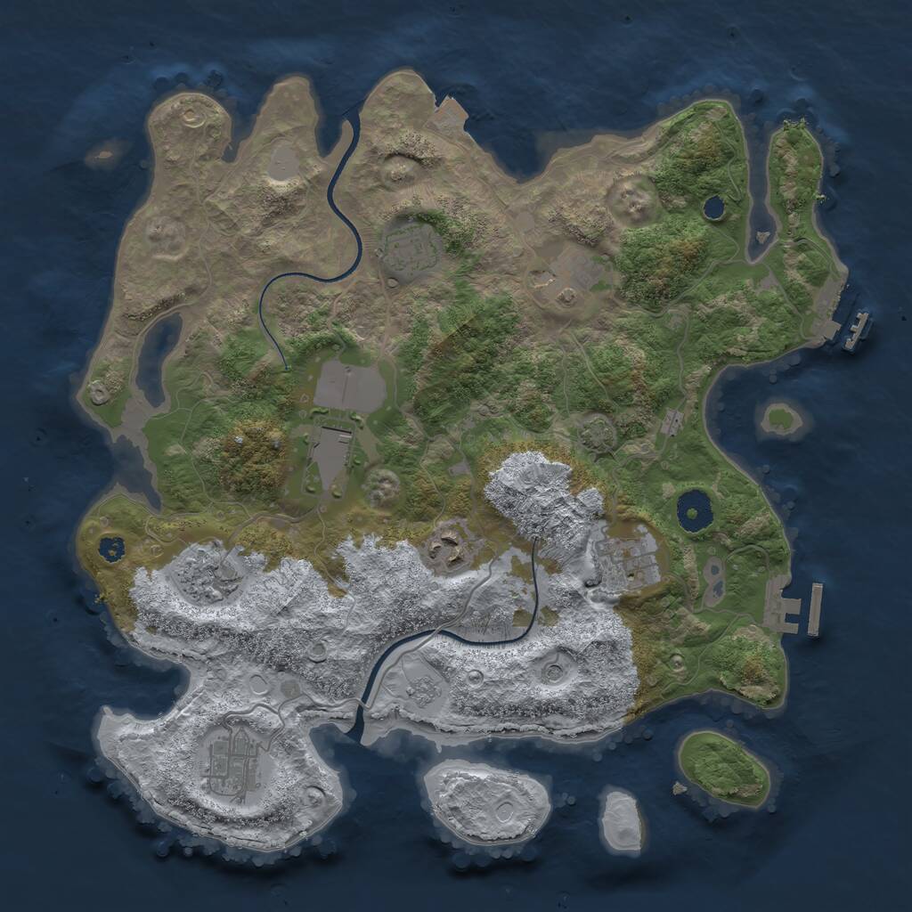 Rust Map: Procedural Map, Size: 3500, Seed: 2072998489, 13 Monuments