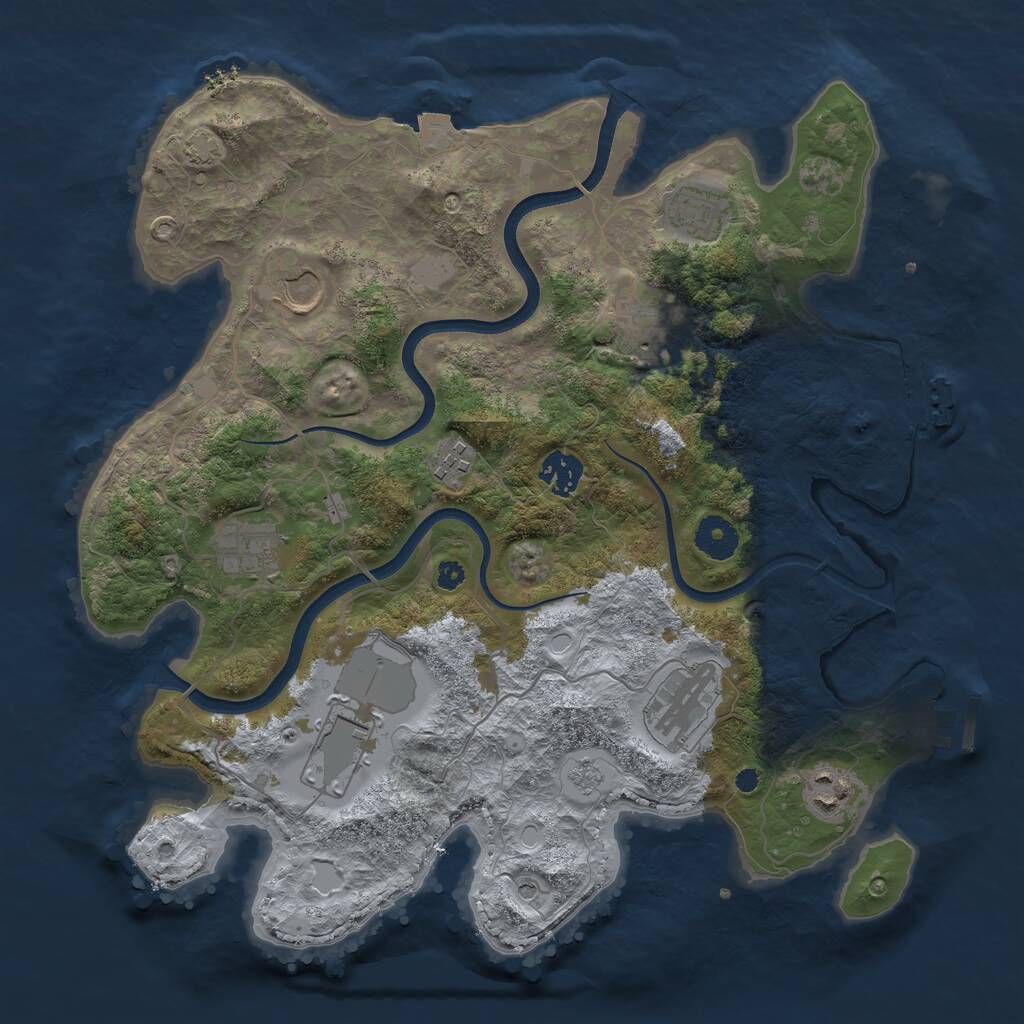 Rust Map: Procedural Map, Size: 3600, Seed: 990323, 15 Monuments