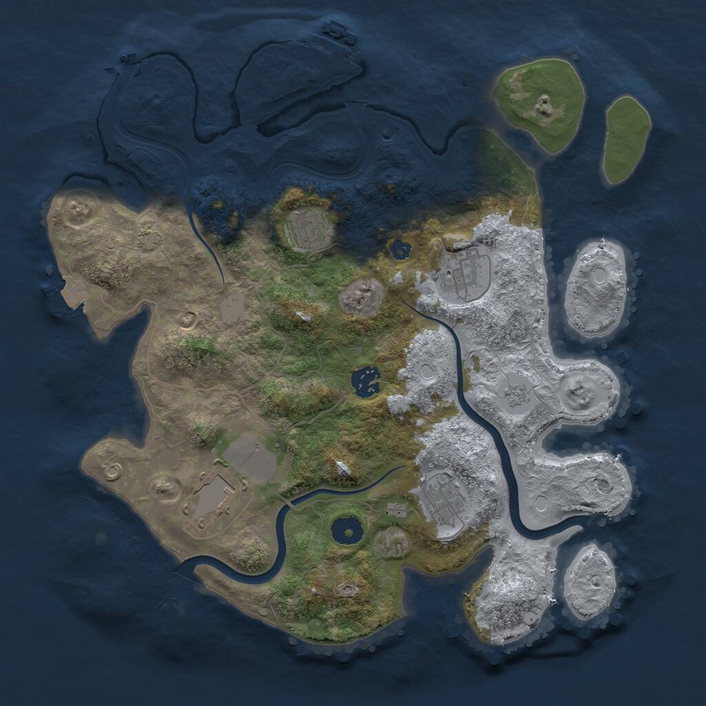 Rust Map: Procedural Map, Size: 3500, Seed: 1867273587, 9 Monuments