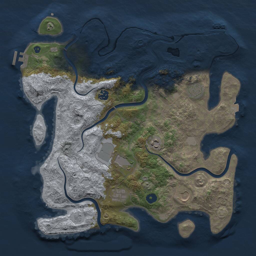 Rust Map: Procedural Map, Size: 3750, Seed: 689830911, 13 Monuments