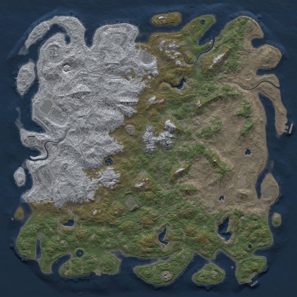 Rust Map: Procedural Map, Size: 6000, Seed: 359603339, 17 Monuments