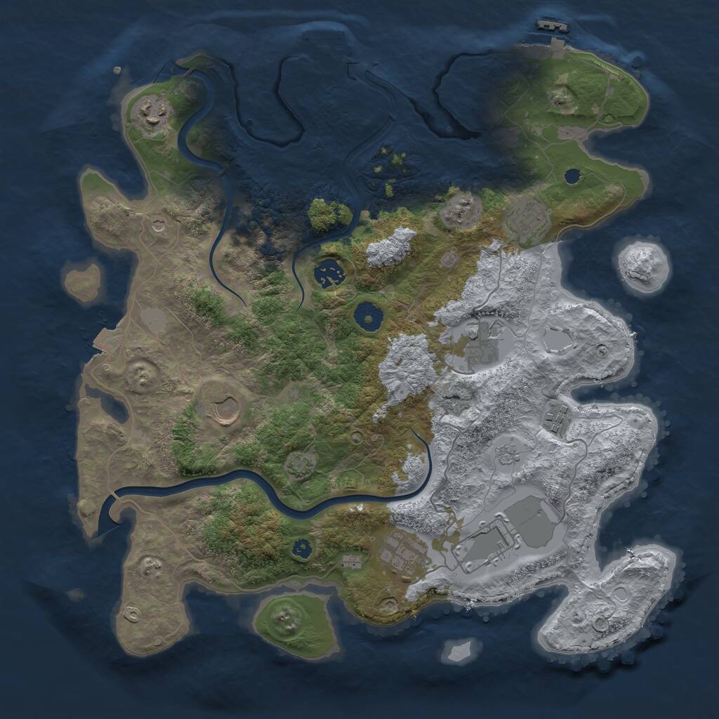 Rust Map: Procedural Map, Size: 3750, Seed: 1954490494, 14 Monuments