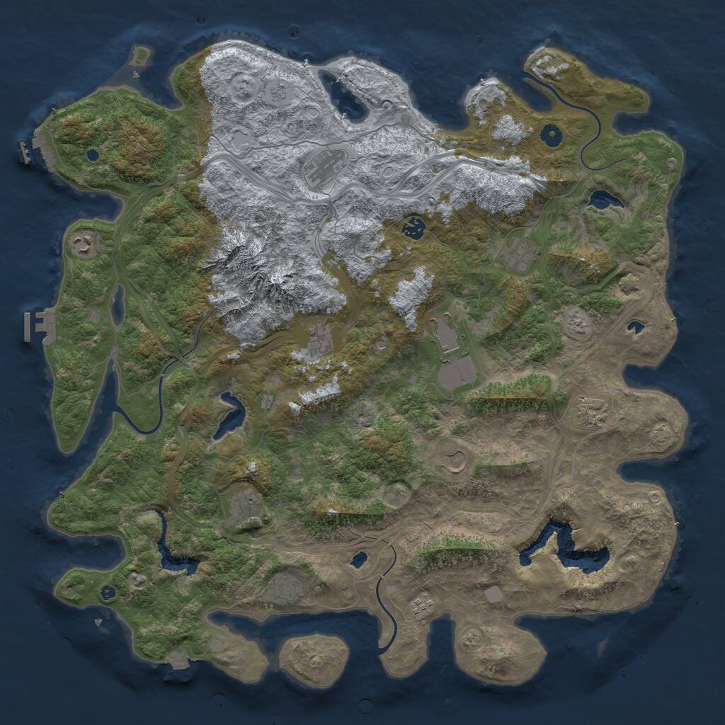 Rust Map: Procedural Map, Size: 5000, Seed: 58648, 17 Monuments