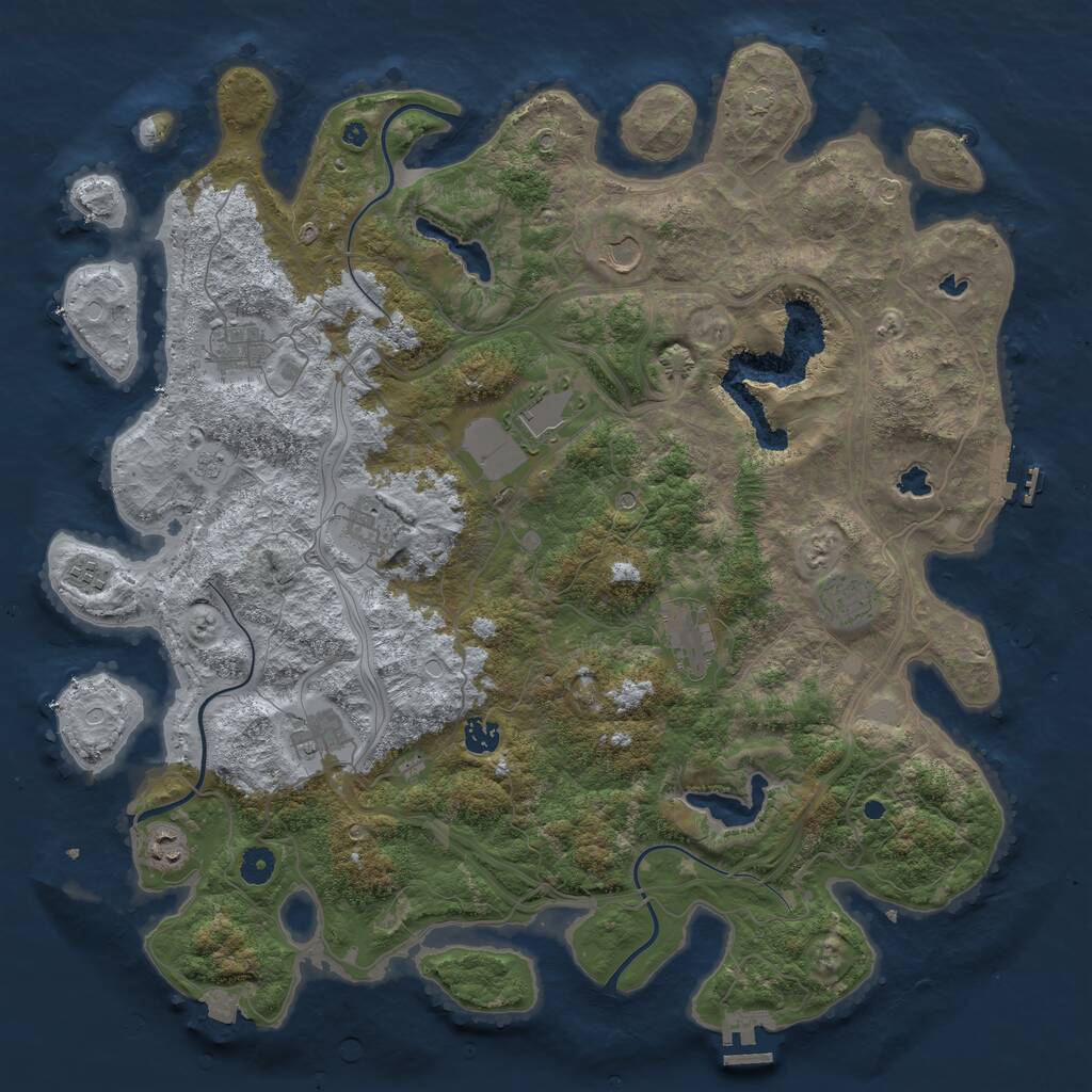 Rust Map: Procedural Map, Size: 4500, Seed: 1323294561, 16 Monuments