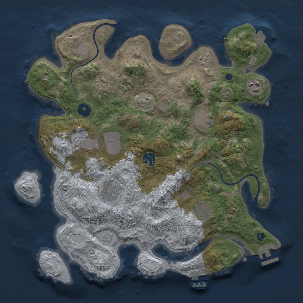 Rust Map: Procedural Map, Size: 3500, Seed: 669874543, 14 Monuments