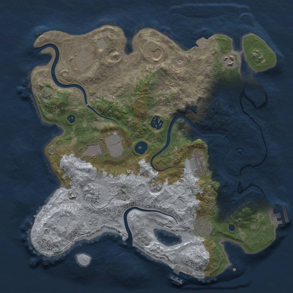 Rust Map: Procedural Map, Size: 3500, Seed: 1590803990, 15 Monuments