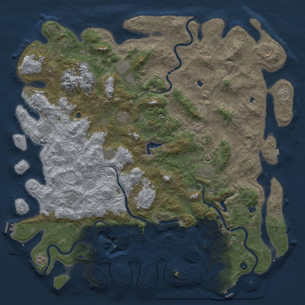 Rust Map: Procedural Map, Size: 6000, Seed: 116564756, 17 Monuments