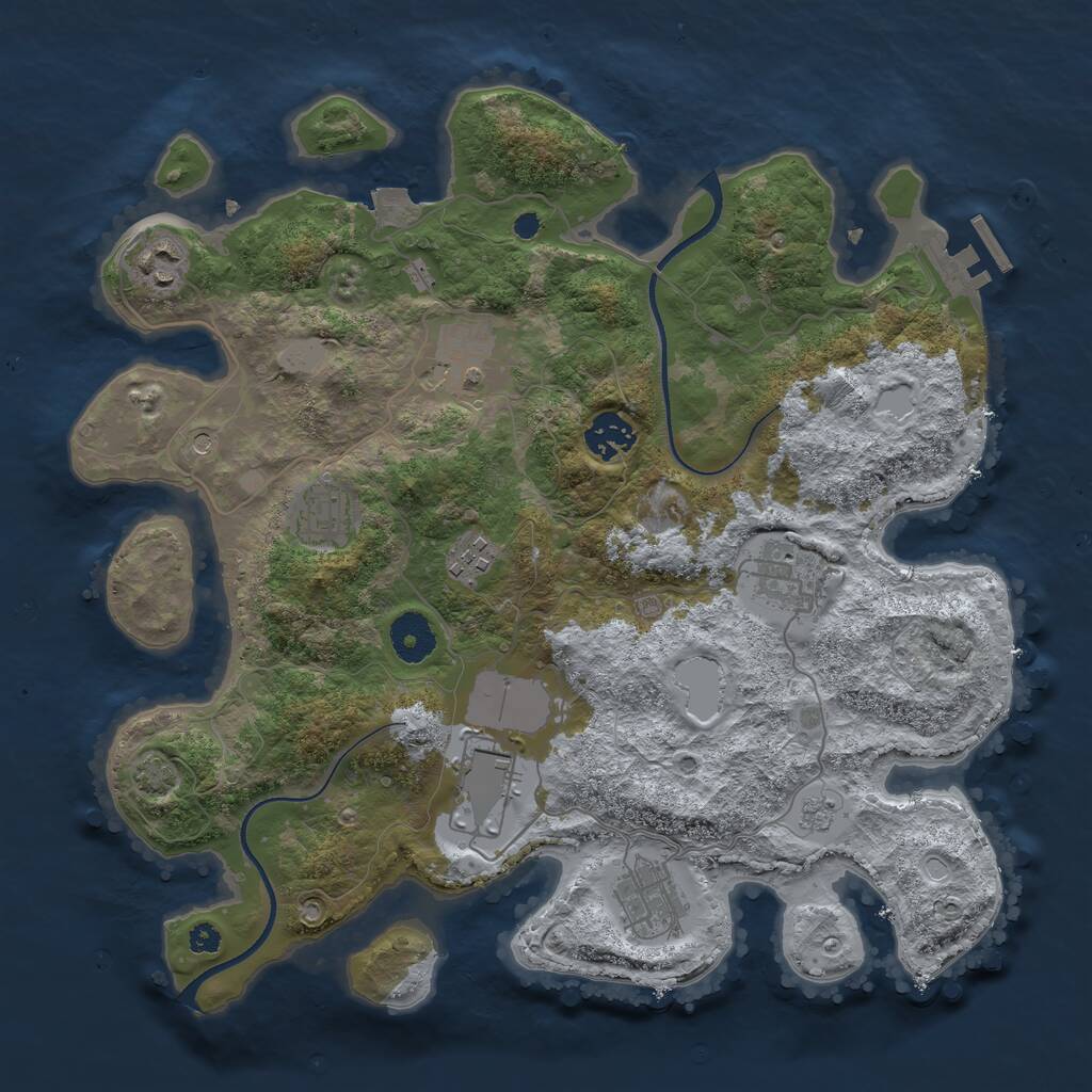 Rust Map: Procedural Map, Size: 3500, Seed: 478567331, 13 Monuments