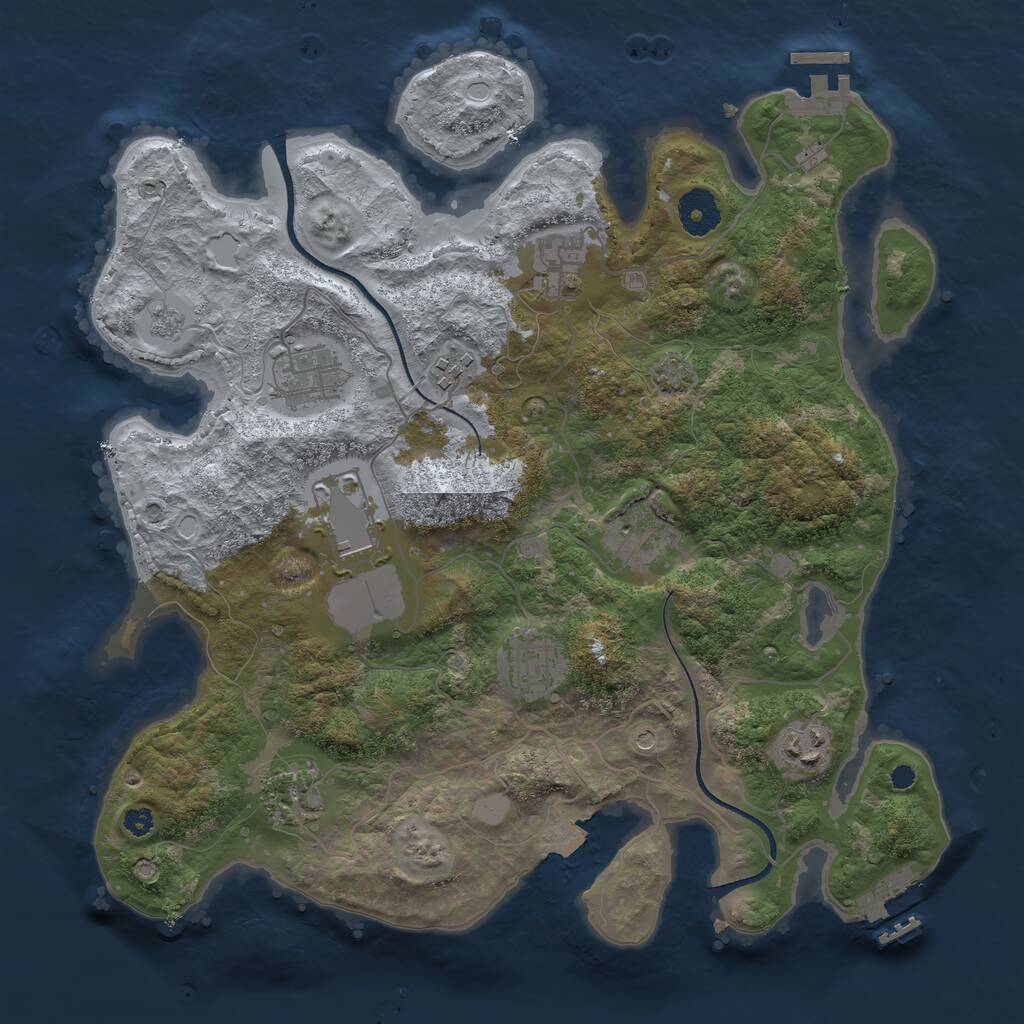 Rust Map: Procedural Map, Size: 3500, Seed: 50006, 14 Monuments