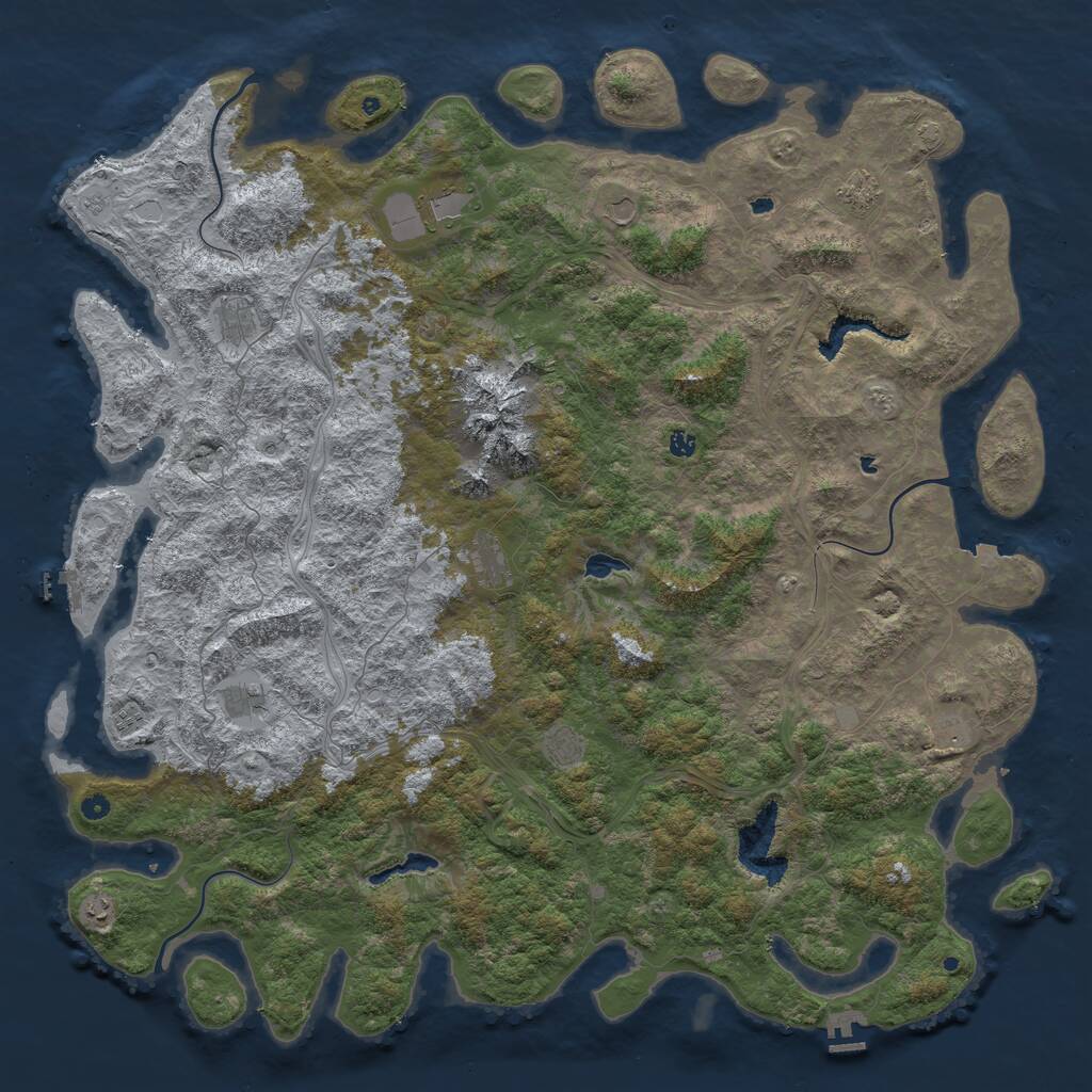 Rust Map: Procedural Map, Size: 6000, Seed: 8307, 17 Monuments