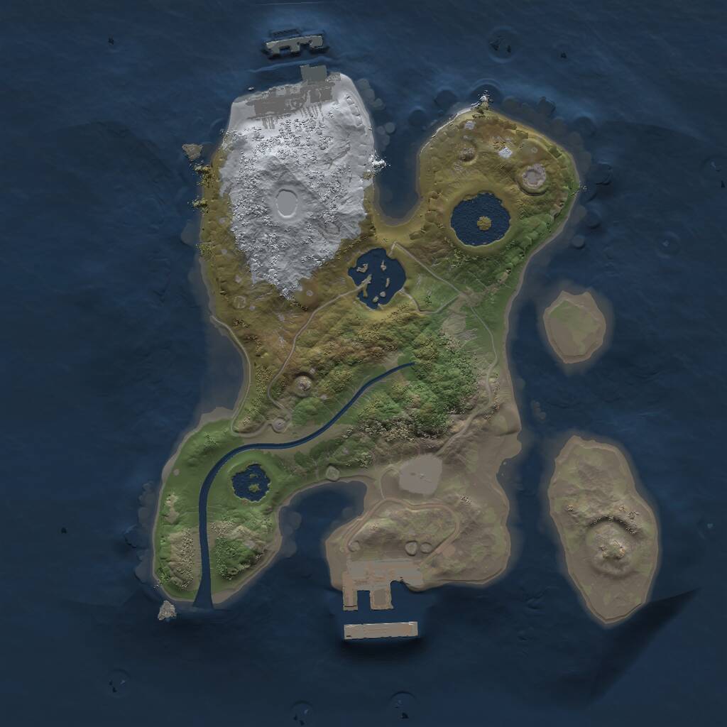 Rust Map: Procedural Map, Size: 2000, Seed: 1248485422, 4 Monuments