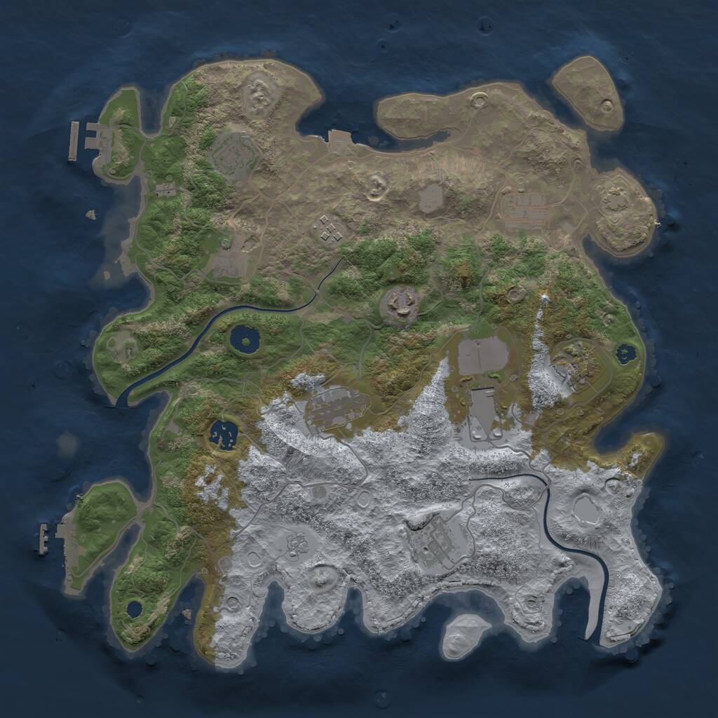Rust Map: Procedural Map, Size: 3675, Seed: 55000, 16 Monuments