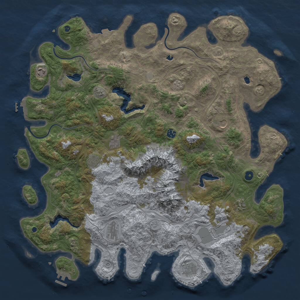 Rust Map: Procedural Map, Size: 5000, Seed: 360457208, 16 Monuments