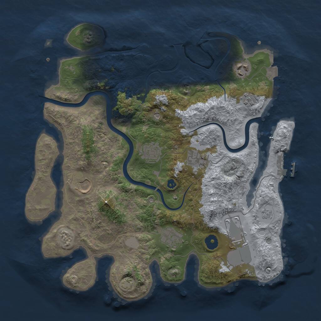 Rust Map: Procedural Map, Size: 3500, Seed: 1107532720, 13 Monuments