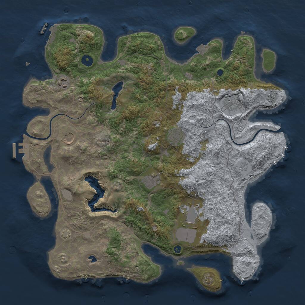 Rust Map: Procedural Map, Size: 4000, Seed: 2096510096, 13 Monuments
