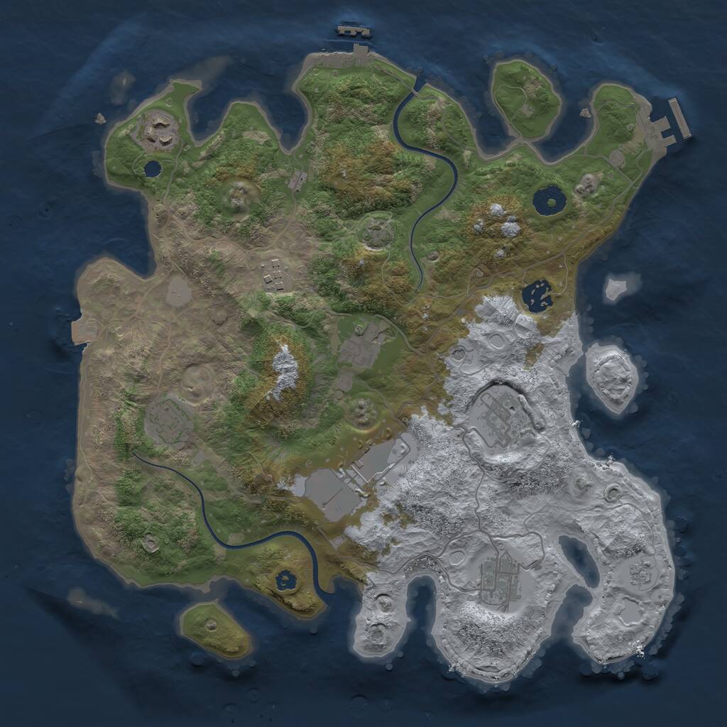 Rust Map: Procedural Map, Size: 3500, Seed: 1975815906, 14 Monuments